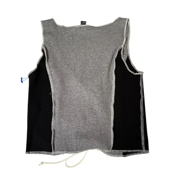 Forever 21 Women's Knit Grey Tank Top with Tie Up‎ Front Size S 108 - Picture 5 of 6
